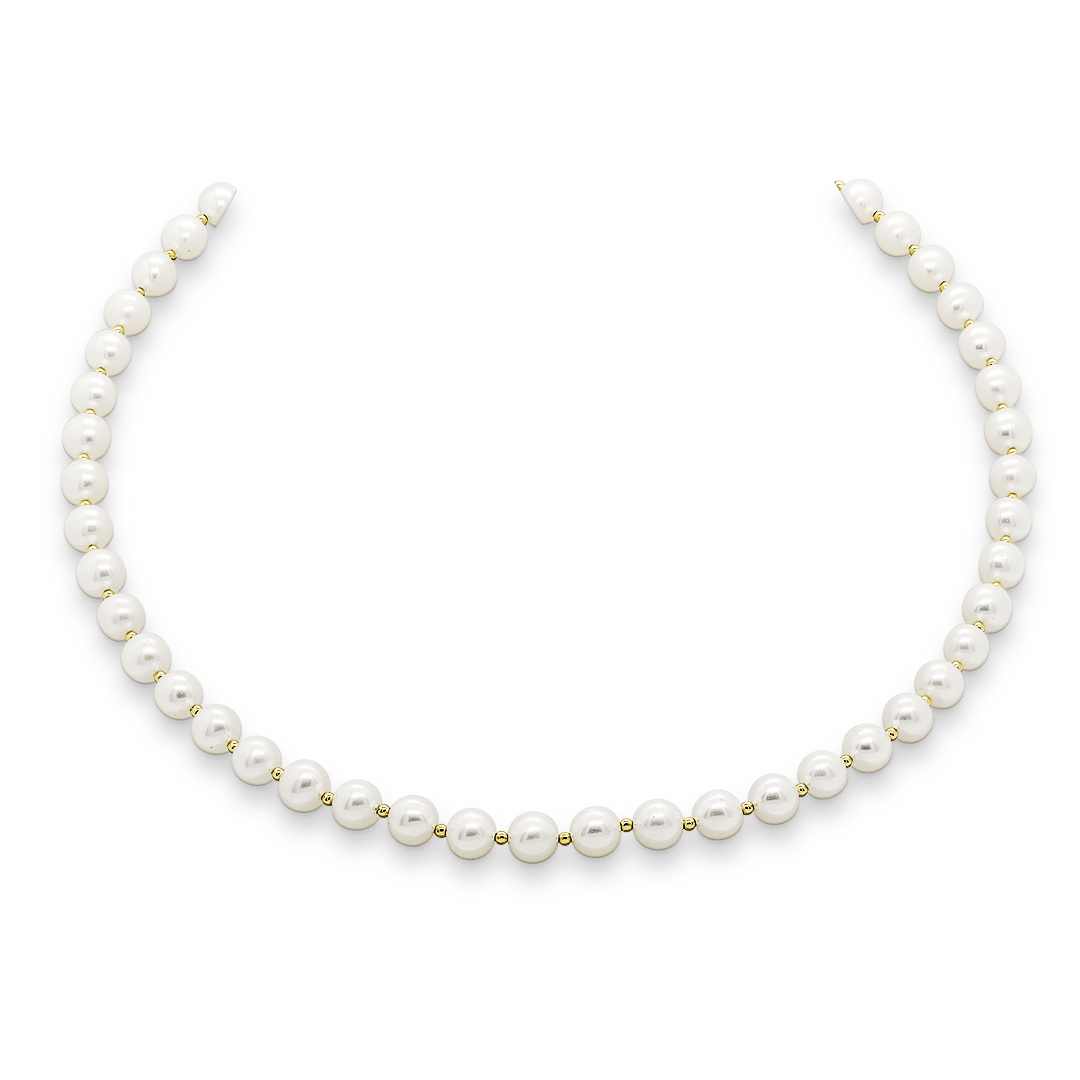 Pearl Necklace with Gold Beads