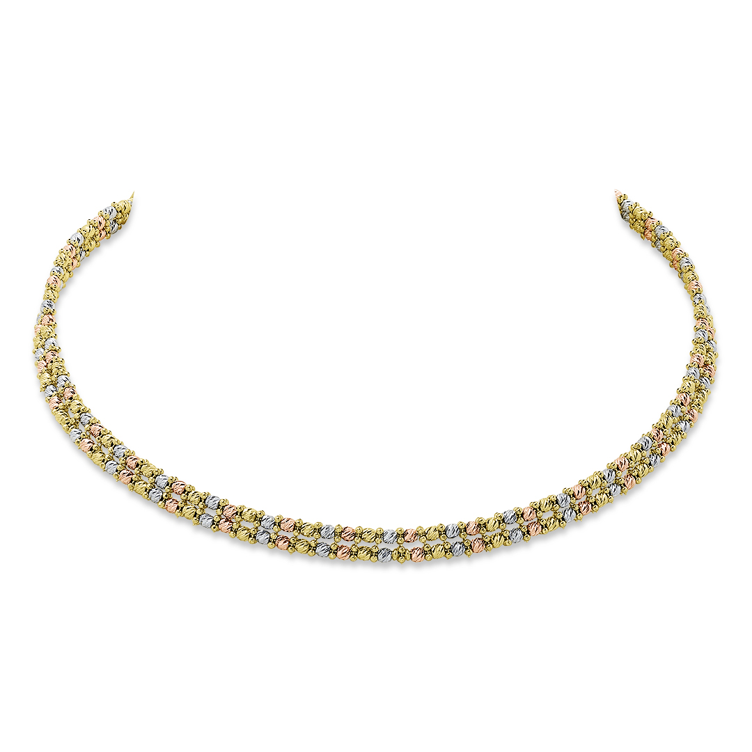 Tricolor Necklace for Women in 18 Karat 