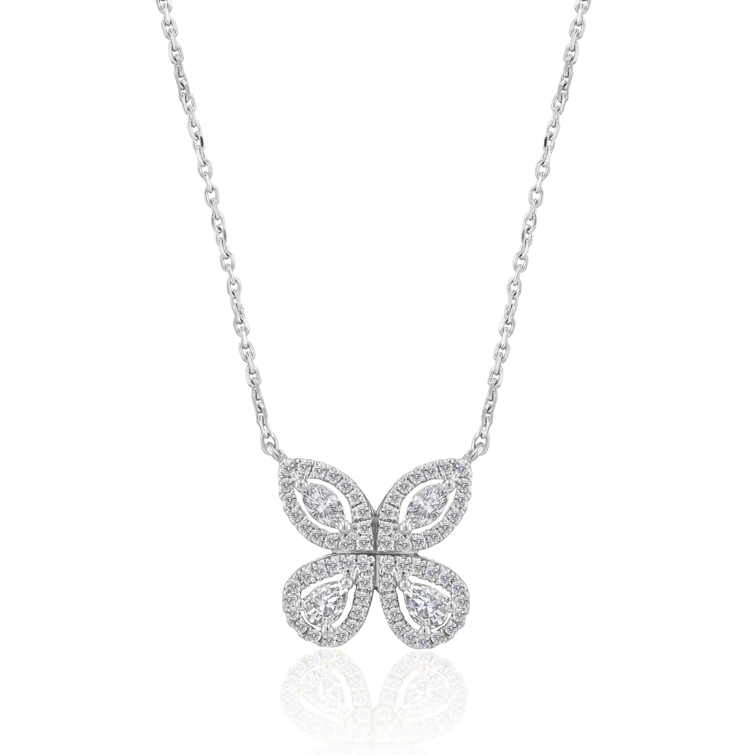 Butterfly Pendant in 18K White Gold and 