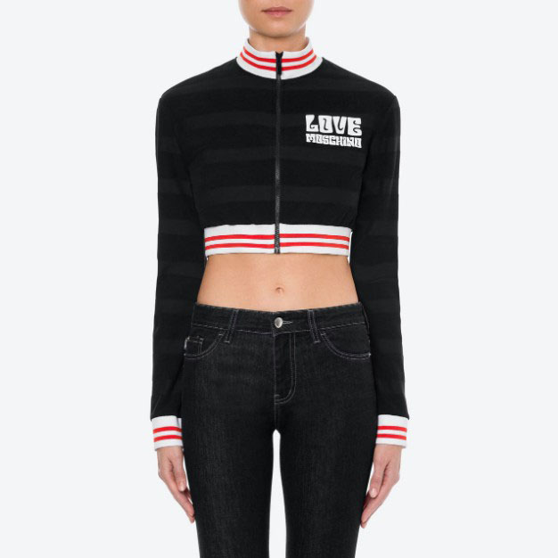 Stripe Pattern Crop Track Jacket