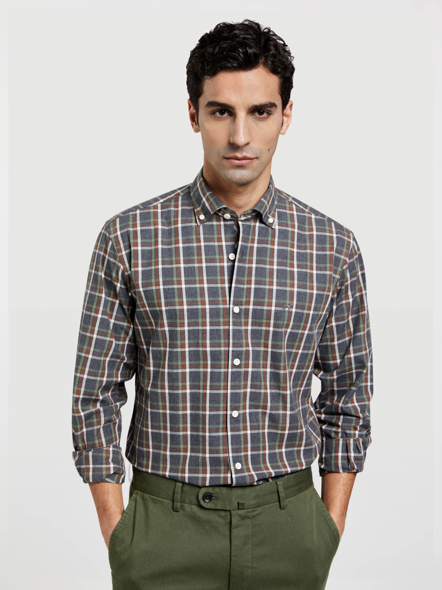Sacoor Brothers Slim Fit Melange Checks Shirt Mall of the Emirates