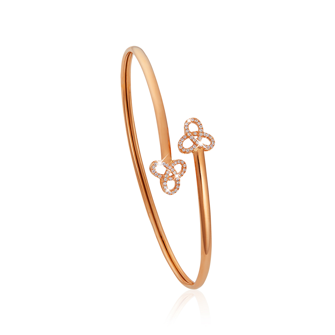 Al Liali Jewellery 18K Rose Gold Bangle studded with Diamonds in a