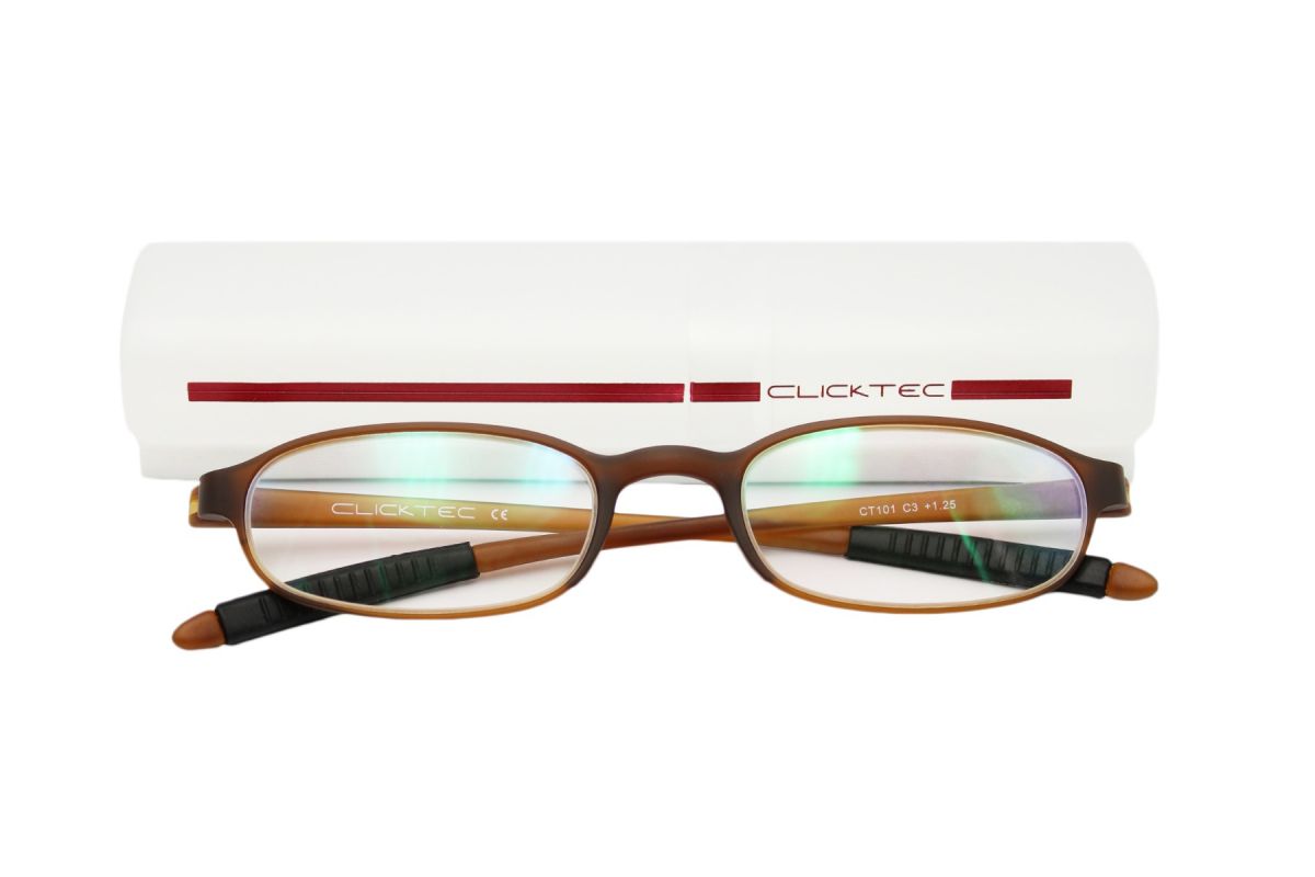 Optx Twenty Twenty ClickTec Pen Style Brown Reading Glasses Mall of