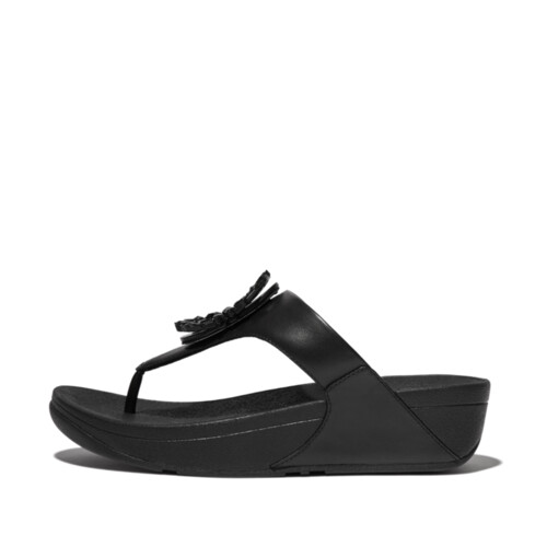 Lulu Toe Post Crystal Trim Sandals All Black