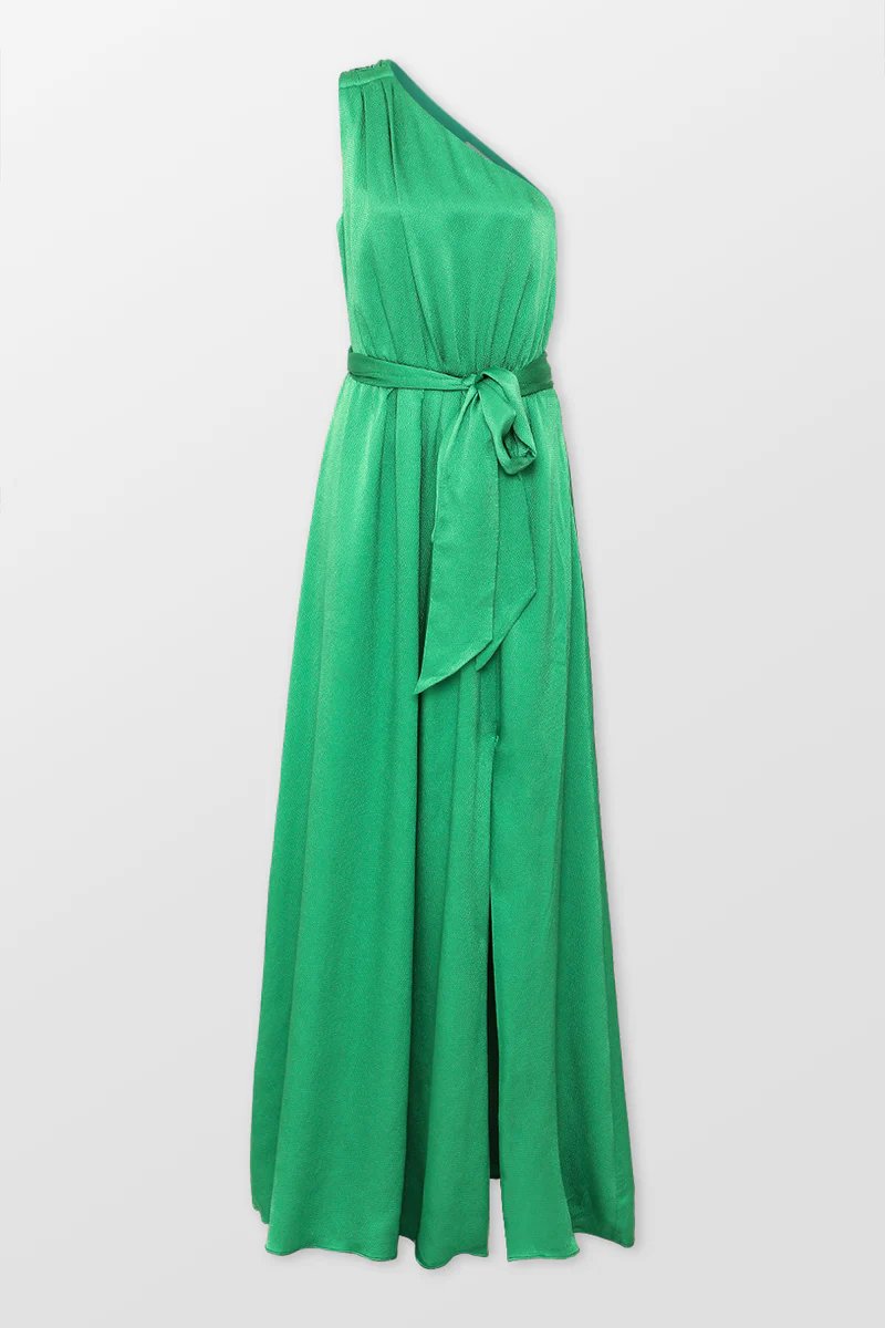 Monique Lhuillier Ivy TieDetail Satin Maxi Dress