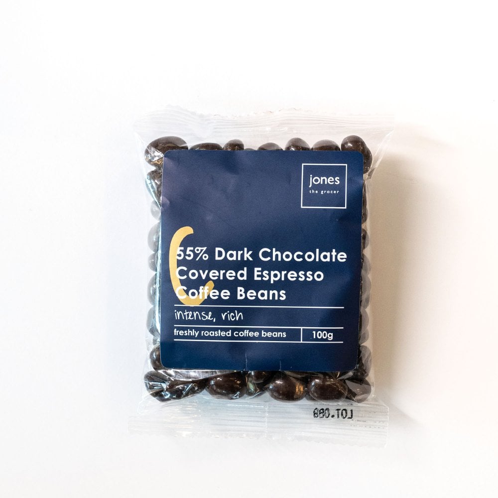 Jones The Grocer 55 Dark Chocolate Covered Espresso Coffee Beans